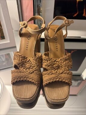 Katy Perry Collections Tan Braided Platform Sandals